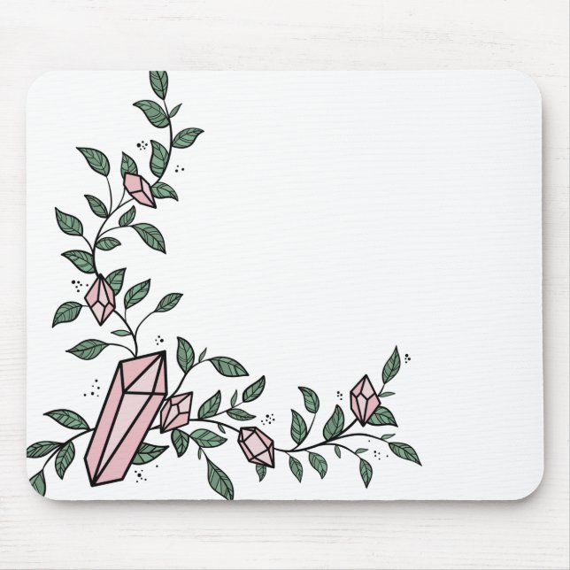 Tapis De Souris Cute tendance Fleur Vine rose Gem Cristal (Devant)
