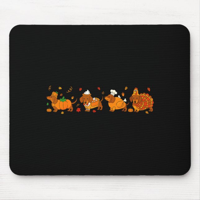 Tapis De Souris Cute Thanksgiving Dachshund Dogs Fall Gobble Prepp (Devant)