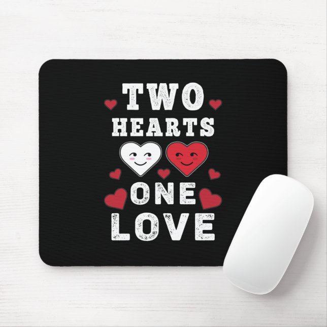 Tapis De Souris Cute Two Hearts One Love Anniversaire Saint-Valent (Avec souris)