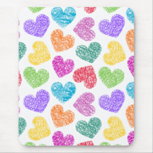 Tapis De Souris Cute Vibrant Doodled Heart Valentine's Day Motif