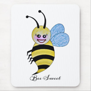 Tapis De Souris Cute Watercolor Bee With Happy Smile