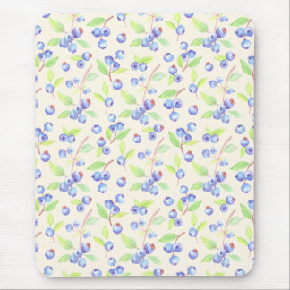 Tapis De Souris Cute Watercolor Blueberry Botanical Pattern