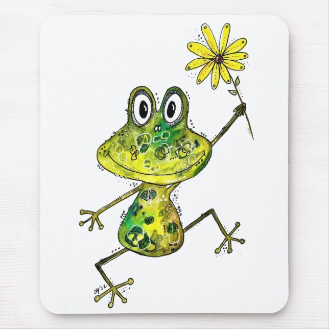 Tapis De Souris Cute Whimsical Happy Frog (Devant)