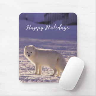 Tapis De Souris Cute White Arctic Fox neige hiver Photographie