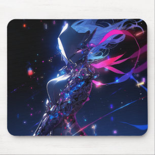 Tapis De Souris Cyber-guerrière Futuriste Sci-Fi Anime Girl