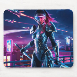 Tapis De Souris Cyberpunk Warrik Souris Pad Neon Design Cityscape