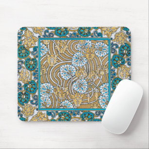 Tapis De Souris cyclamen bleu art nouveau fleur botanique