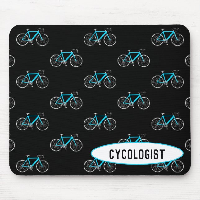 Tapis De Souris cycologue aqua vélo sur noir (Devant)