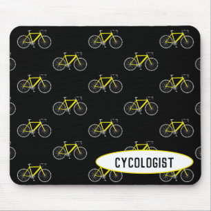 Tapis De Souris cycologue vélo jaune sur noir