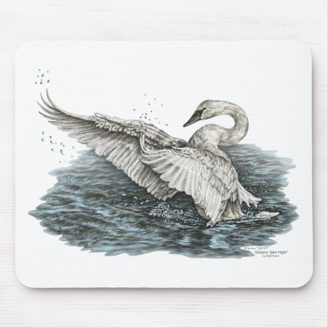 Tapis De Souris Cygne blanc sur l'eau (Devant)