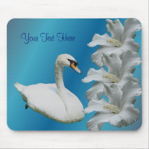 Tapis De Souris Cygne Et Hibiscus Fleur Nature Mousepad