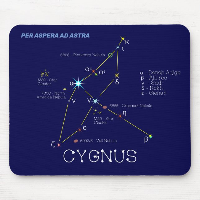 Tapis De Souris Cygnus de constellation de l'hémisphère nord (Devant)