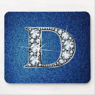 Tapis De Souris D Faux-"Diamond Bling" sur Denim Mousepad