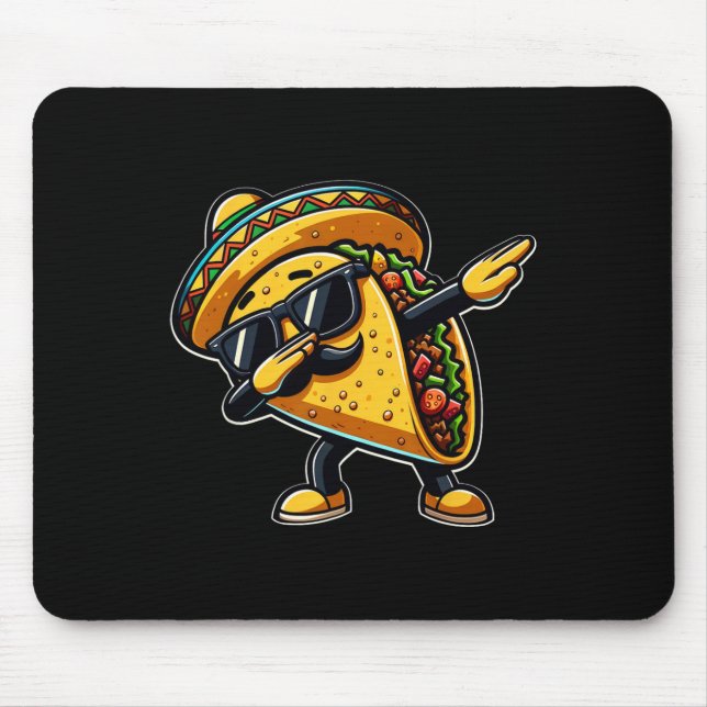 Tapis De Souris Dabbing Taco Cinco De Mayo Drôle Pères Mexicains D (Devant)