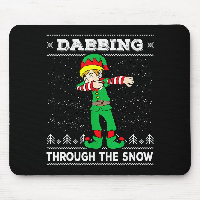 Tapis De Souris Dabbing Through The Snow Elf Dab Ugly Christmas Sw (Devant)