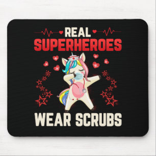Tapis De Souris Dabbing Unicorn Nurse Wearing Facemask Real