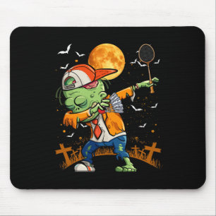 Tapis De Souris Dabbing Zombie Jouer Badminton Halloween Badmint