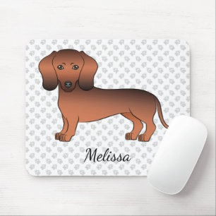 Tapis De Souris Dachshund à poil court Sable Rouge Dessin Animé Ch