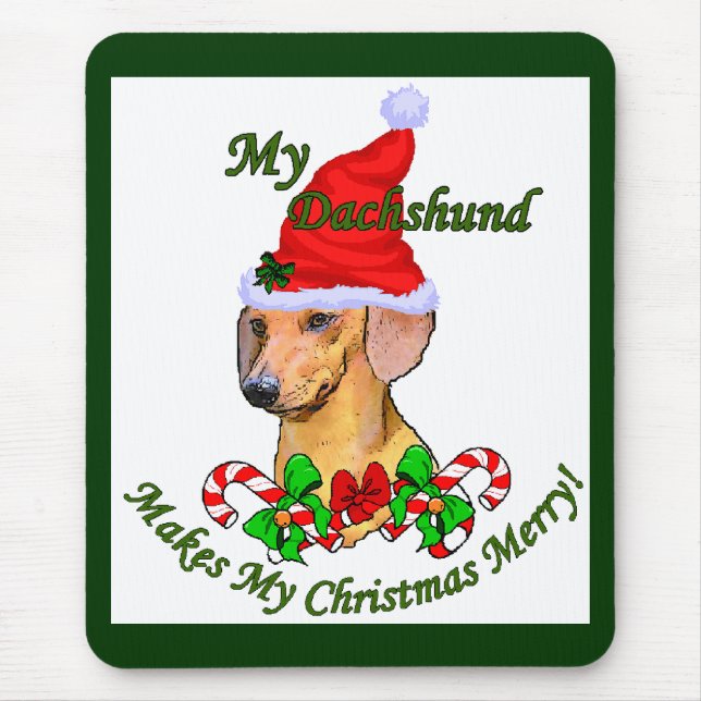 Tapis De Souris Dachshund Cadeaux de Noël (Devant)