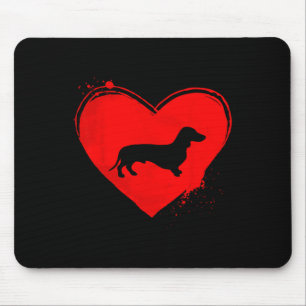 Tapis De Souris Dachshund Chien forme de coeur Saint-Valentin Amou
