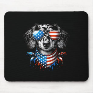 Tapis De Souris Dachshund Chien Patriotique 4 juillet Américain Us
