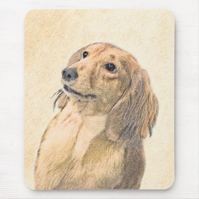 Tapis De Souris Dachshund (Longhaerien) Peinture - Art Chien origi (Devant)