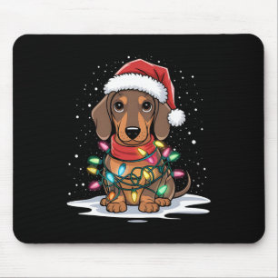 Tapis De Souris Dachshund lumières de Noël Santa Hat Amoureux des