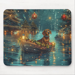 Tapis De Souris Dachshund Noël Festive Voyage