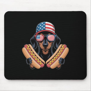 Tapis De Souris Dachshund patriotique drôle 4 juillet hotdog Ameri