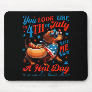 Tapis De Souris Dachshund patriotique Quatre Juillet 4ème Drapeau 