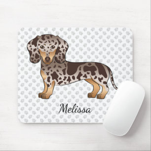 Tapis De Souris Dachshund poil court Chocolat & Tacheté & Nom