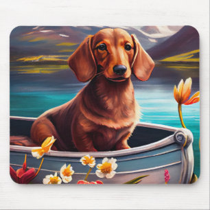Tapis De Souris Dachshund sur une pagaie : une aventure Pittoresqu