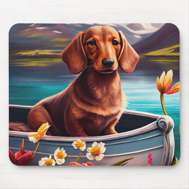 Tapis De Souris Dachshund sur une pagaie : une aventure Pittoresqu (Devant)