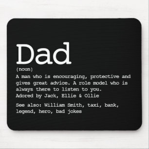 Tapis De Souris Dad Definition Father's Day Black And White