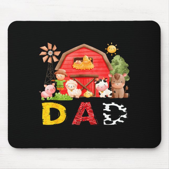 Tapis De Souris Dad Farm Cow Birthday Boy Matching Family Matching (Devant)