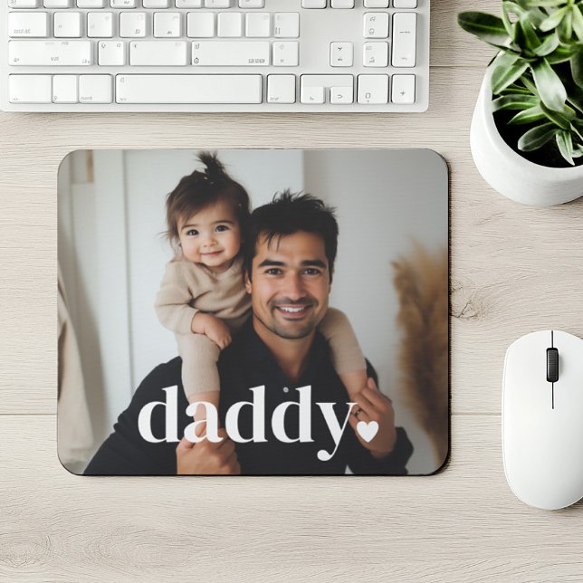 Tapis De Souris Daddy Heart - Photo de première Fête des pères (Zazzle Daddy Heart - First Father's Day Photo  Mouse Pad)