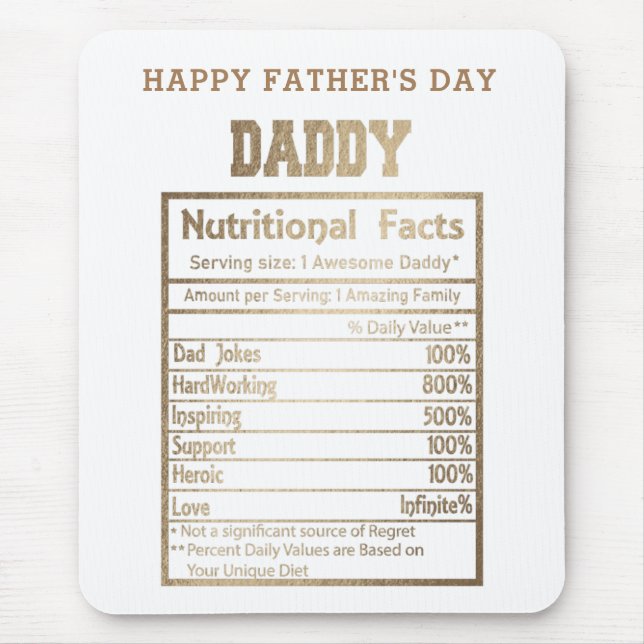 Tapis De Souris daddy informations nutritionnelles fête des pères (Devant)