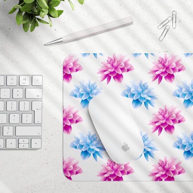 Tapis De Souris Dahlia Rose, Dahla Bleue, Motif Floral, Fleurs (Créateur téléchargé)