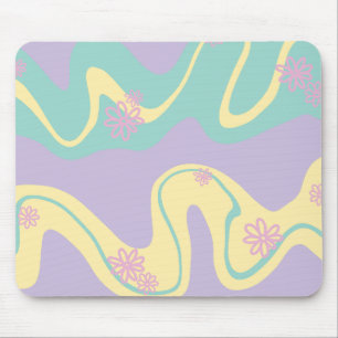 Tapis De Souris Daisy Groove Pastel Rose, Jaune, Violet & Vert