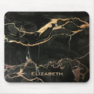 Tapis De Souris Dalle de marbre noire avec le nom