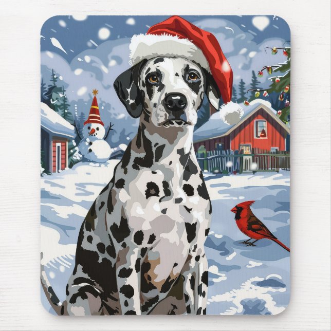 Tapis De Souris Dalmatie Winter Wonderland Noël Joie (Devant)