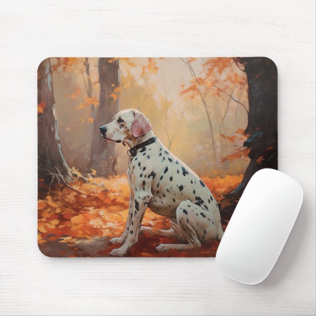Tapis De Souris Dalmatien en automne Feuilles automne Inspirer (Avec souris)