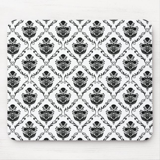 Tapis De Souris Damas noir traditionnel (Devant)