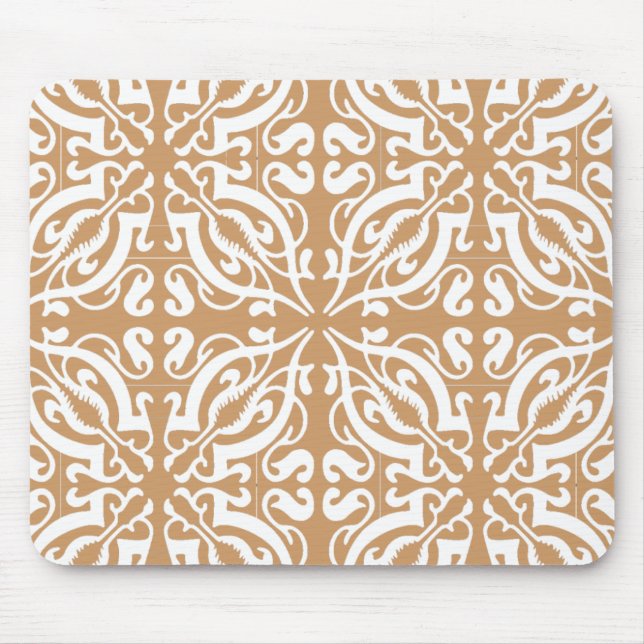 Tapis De Souris Damask - Brown clair et blanc (Devant)