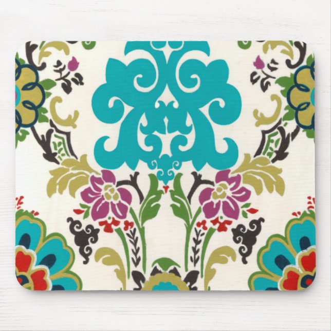Tapis De Souris Damask Floral Patterns Plum Turquoise (Devant)
