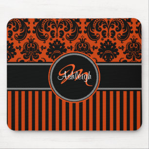 Tapis De Souris Damassé blanche noire orange Mousepad de rayure de