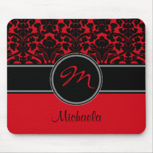Tapis De Souris Damassé blanche noire rouge Mousepad de monogramm
