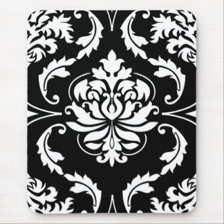Tapis De Souris Damassé de diamant dans le blanc sur le noir