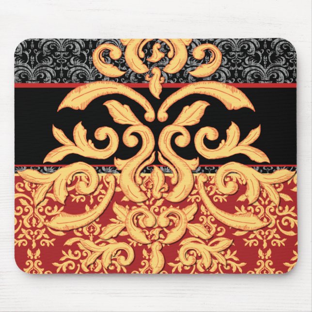 Tapis De Souris Damassé dorée Mousepad pour le bureau élégant (Devant)