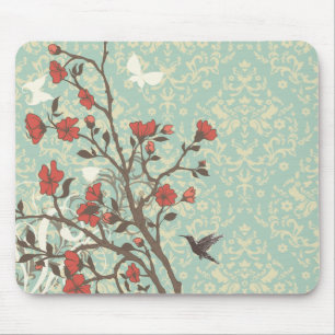 Tapis De Souris Damassé florale vintage de remous + mousepad